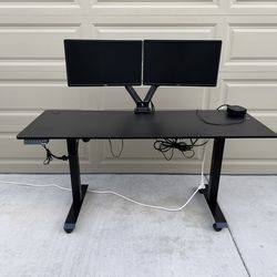 Adjustable Height Computer Desk w/monitors