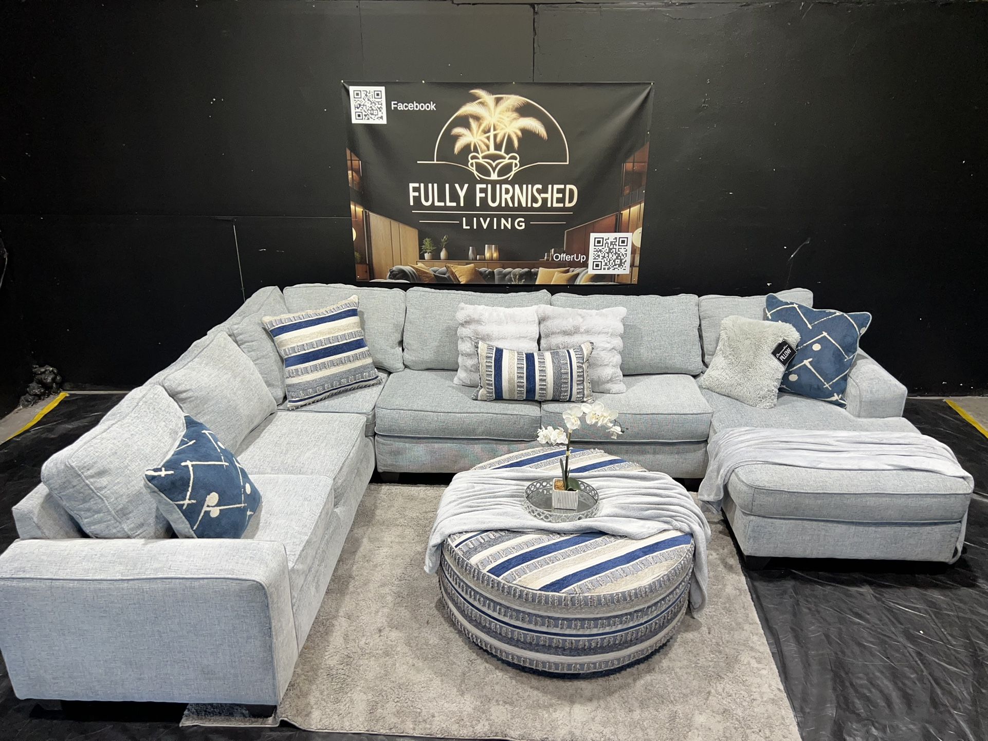Sectional/couch/sofa, Ashley Furniture, Blue Grey, 98x144x65, Delivery Available