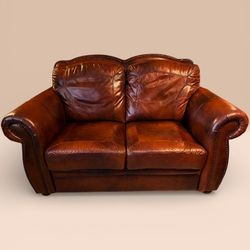 Brown Leather Sofa & Loveseat Set. Classic Style, Great Condition!