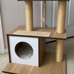 Two-Level Modern Wooden Cat Tree 