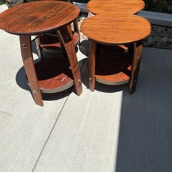 Set Of 4 Oak Barrel Tables