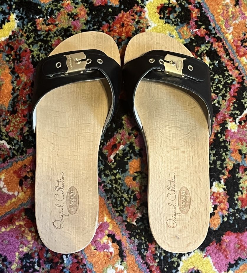 Black, Size 8 1970’s Style Dr. Scholl’s Sandals