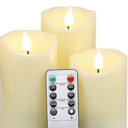 Flickering Flameless Candle Battery Operated Candle LED Pillar Candles with Remote Control and Timer for Romantic Ambiance and Home Decoration Set of 
