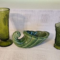 Green Vintage Glass Vases