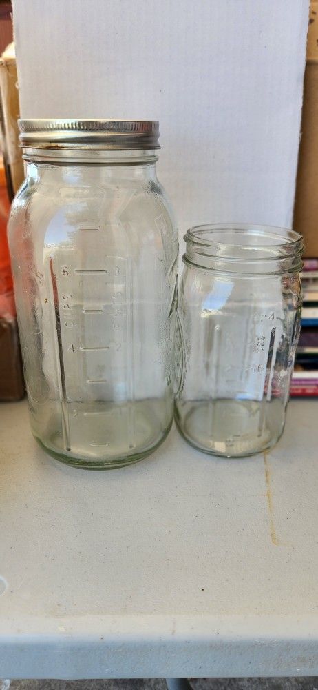 2 different sizes, Mason jars, wide mouth.