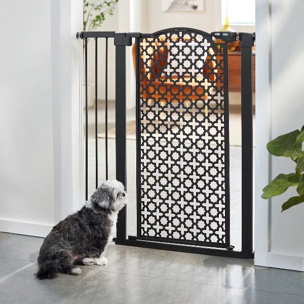 Pet Gate - Frisco Metal Pattern Extra Tall Auto-close Dog Gate, 41-in, Black