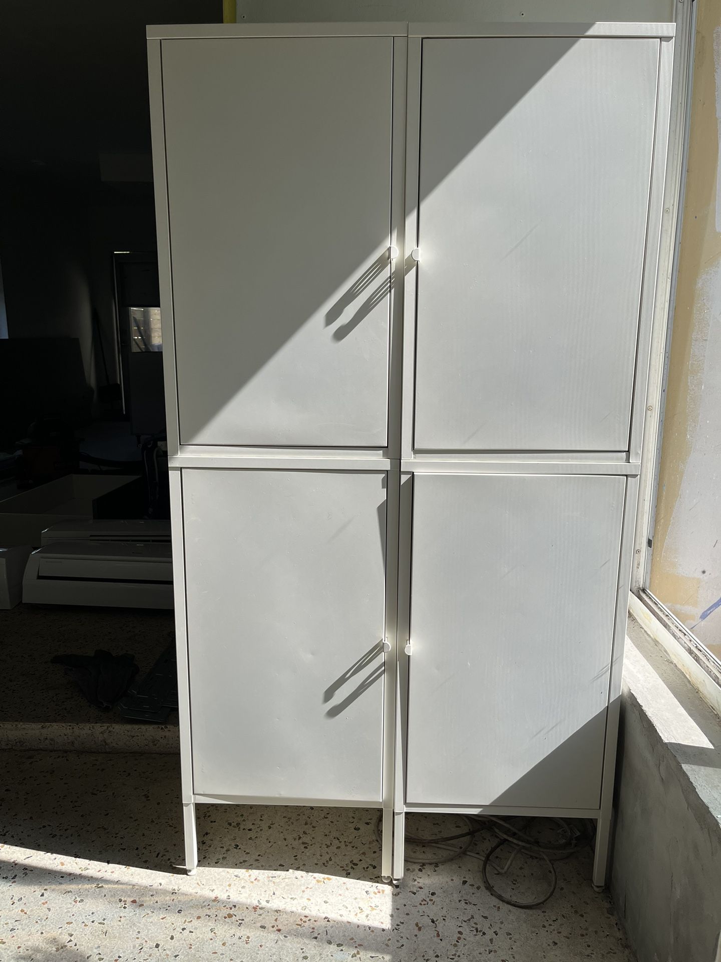 Tall IKEA White Metal Lockers With Ability To Lock