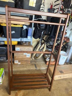 Wooden Freestanding Clothes Valet Stand