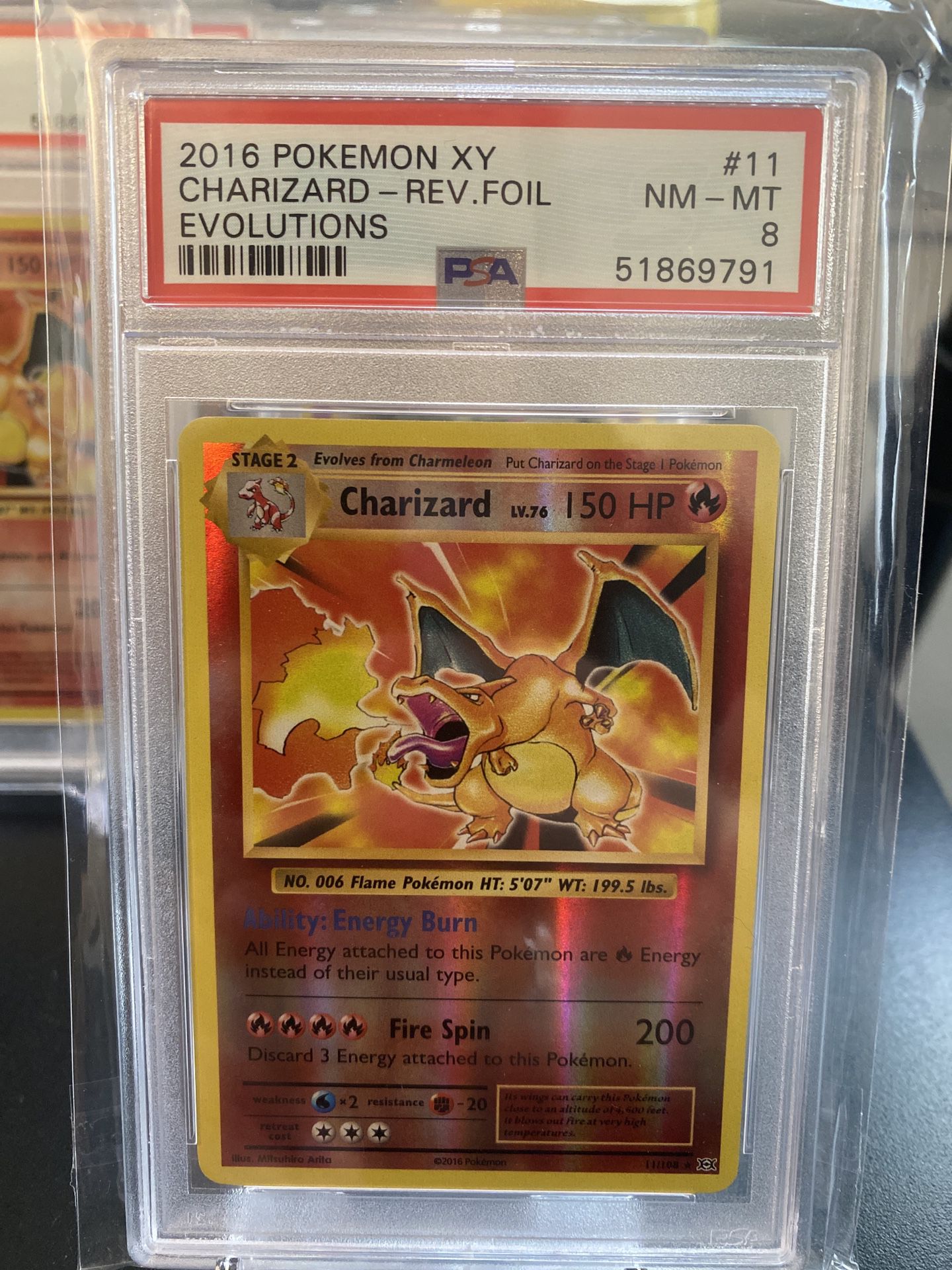 Pokemon XY Evolutions Charizard 11/108 Rare Reverse Holo Card PSA 8