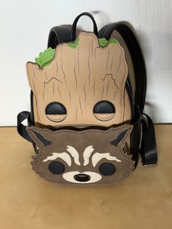 Loungefly x Marvel Groot and Rocket Pop Backpack (Brown, One Size)