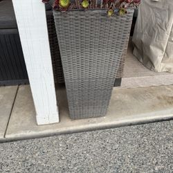 Wicker Planter With Succulents