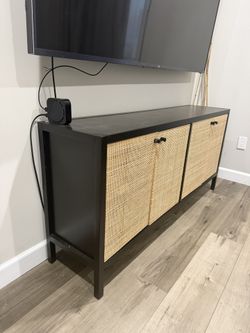 Black Rattan Storage Cabinets (2)