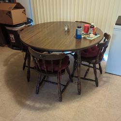 Old Dark Wooden Dining Table