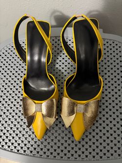 Yellow and gold shoes