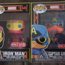 Marvel  Ironman & Captain America  Black Light Funko Pop