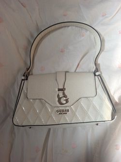 GUESS Cream/Off-White Monogram Shoulder Bag – $10
