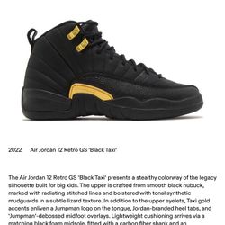 Jordan Air Jordan 12 Retro (Big Kid) Black/Taxi 5 Big Kid M