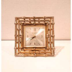 Vintage 'Swiza Sheffield' Brass Table Clock 4" w/8-Day Alarm - Swiss Made