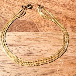 Vintage 12k GOLD FILLED 3-Strand Box Chain Bracelet - 7”