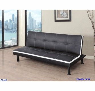 72" Long futon sofa bed black with white trimmed( new)