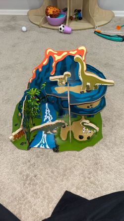 IKEA Jattelik Dino Wooden Volcano Playset