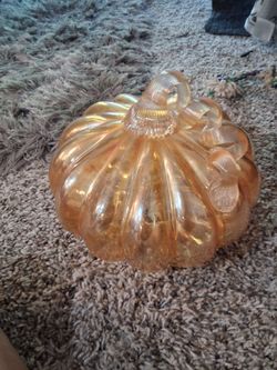 2 beautiful hand blown glass pumpkins