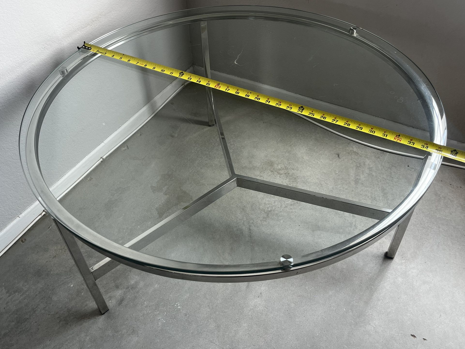 Glass Modern Coffee Table With Chrome Legs.