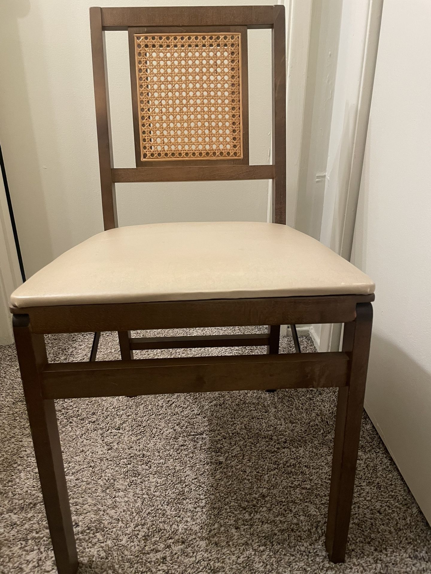 Pair of Stakmore Rattan Folding Dining Chairs