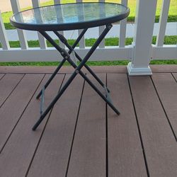 Folding Patio Glass Side Table 