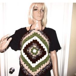 Crochet Halter Top with Linning Sizes S-M  A One of a Kind  Granny Square 