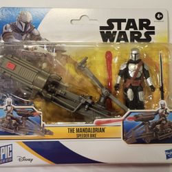 STAR WARS EPIC WORLD OF ACTION SERIES. THE MANDALORIAN AND SPEEDER BIKE 4 " ACTION FIGURE. 
