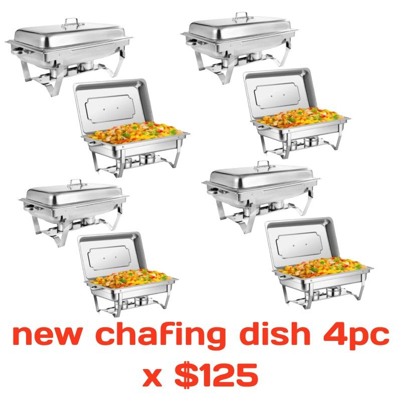 Charolas Para Mantener Caliente La Comida 4pc Set Chafing Dish Buffet Trays Catering Trays Warmer Food Baño Maria