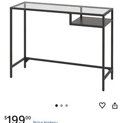 Black desk, glass top