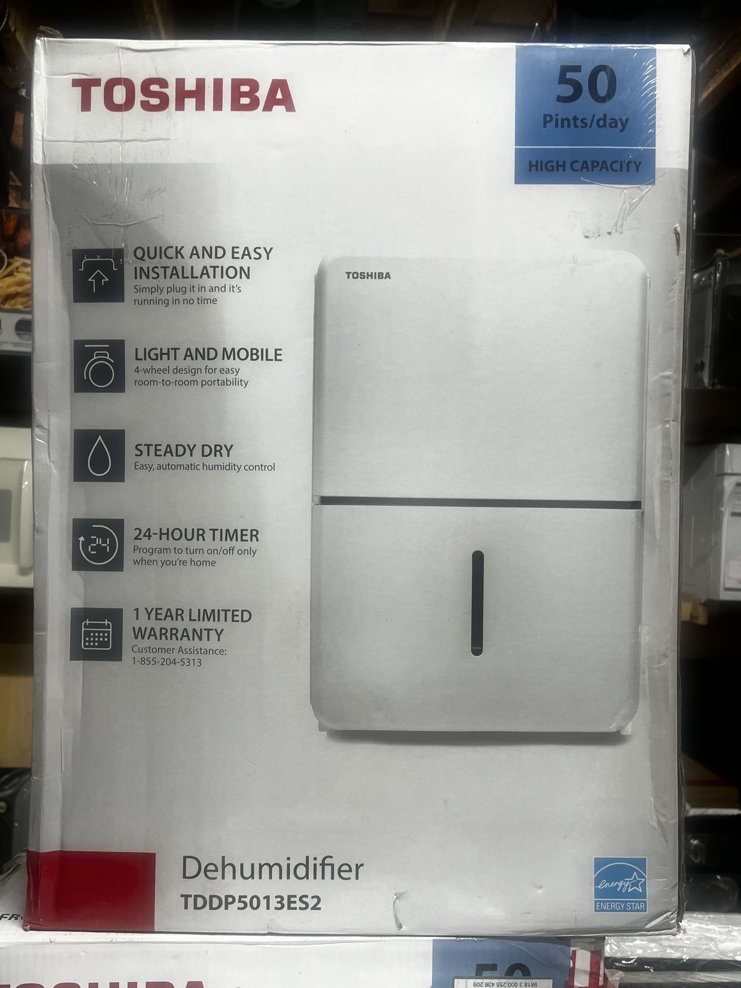 Toshiba 50 Pints Dehumidifier On Box