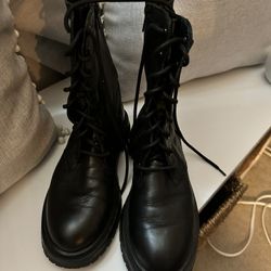 Zara Genuine Leather Combat Boots Size 6 Women’s 