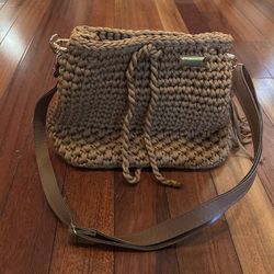 Rose Crochet Brazilian Basket Weave Purse Tote Handbag