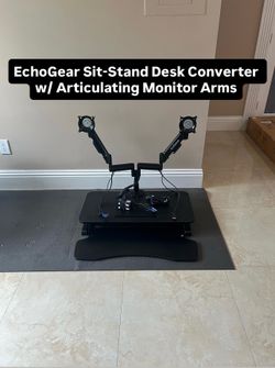 EchoGear Brand Sit-Stand Desk Converter with Articulating Monitor Arm
