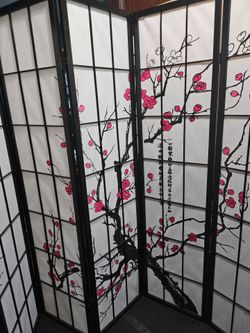 8-Panel Room Divider, Japanese blossoms
