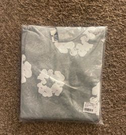 Gray and white denim tears