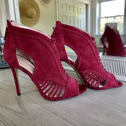 Red Suede Cute Heels