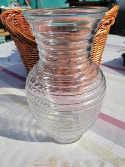 Clear Ribbed Glass Vase