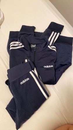Adidas blue tracksuit set- zip up sweater size S, pants size XS