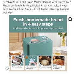  Neretva Bread Maker Machine, 20-in-1 2LB Automatic