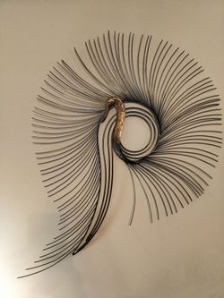 Vintage Mid Century Large Curtis Jere Signed and Dated Metal Swan Wall Sculpture.  See Details