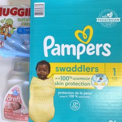 Baby Bundle, Pampers Size 1, Detergent And Wipes