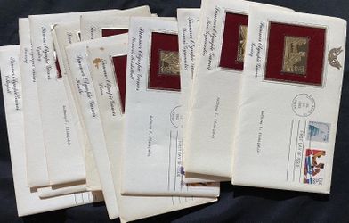 (15) 1983 US Olympic Stamps 22KT Golden Replicas First Day Covers (READ DESC)