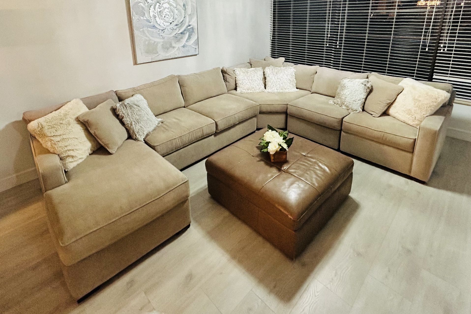 5-Piece Fabric Chaise Sectional Sofa