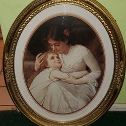 31" x 25" Oval Shaped Victorian Style Framed Wall Print 