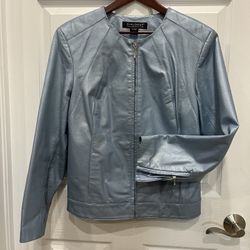Leather Ladies Sky Blue Jacket , Size Large