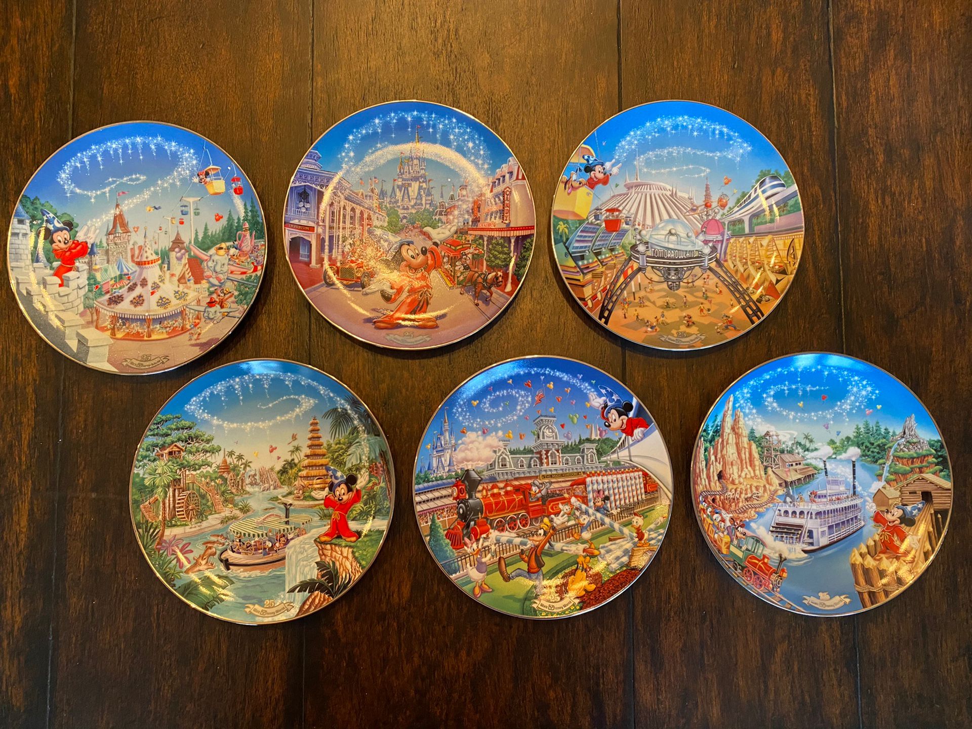 Walt Disney World 25th Anniversary Bradford Exchange Plates w/COAs - Lot Of 6
